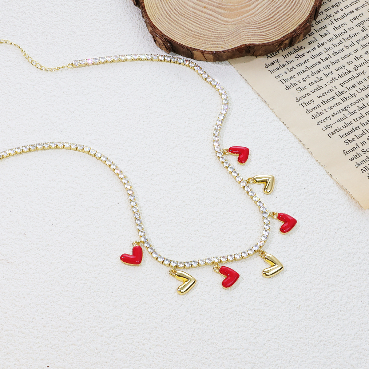 Collar de perlas hecho a mano con cuentas en forma de corazón