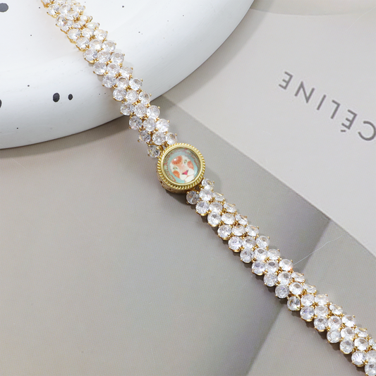 Pulsera de aguamarina y perla hecha a mano