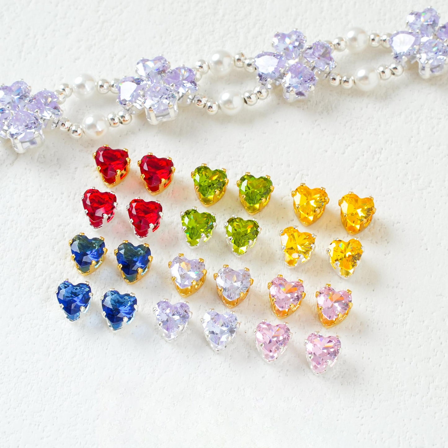 Heart-Shaped Zirconia Beads DIY Accessories Silver-Plated 6MM