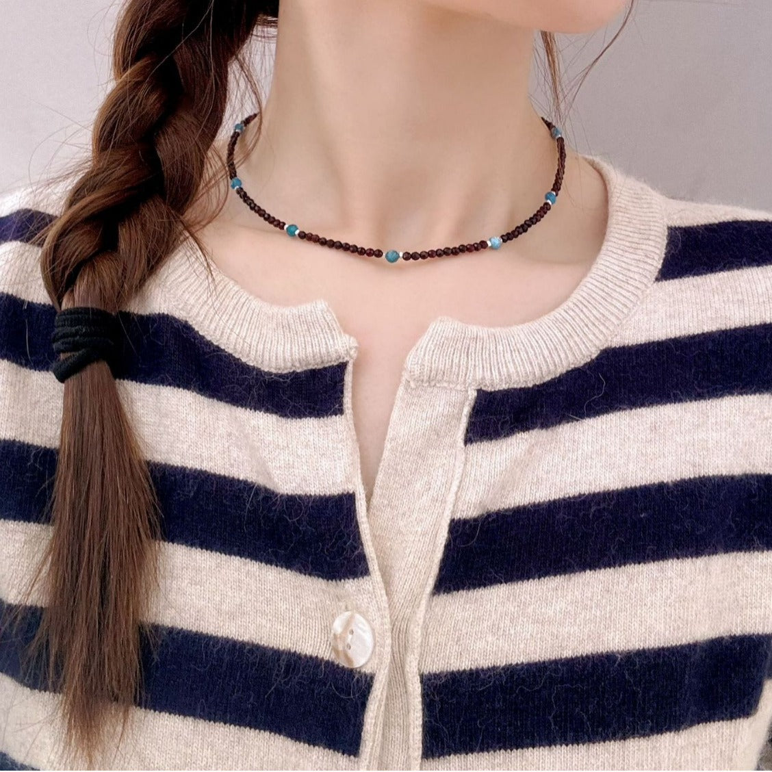 Collar de cuentas de apatita natural