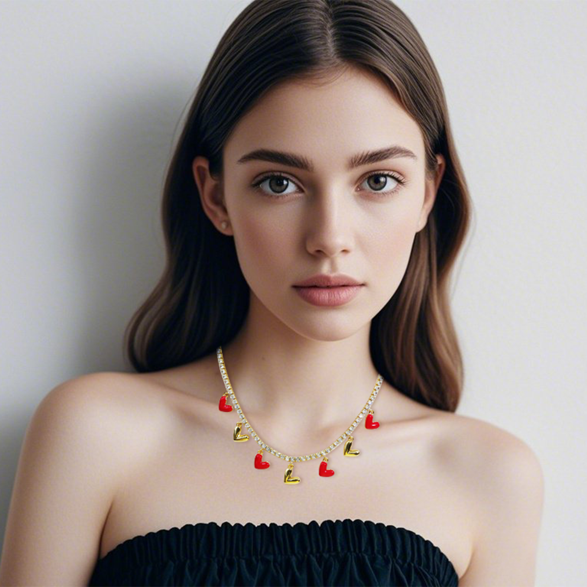 Collar de perlas hecho a mano con cuentas en forma de corazón