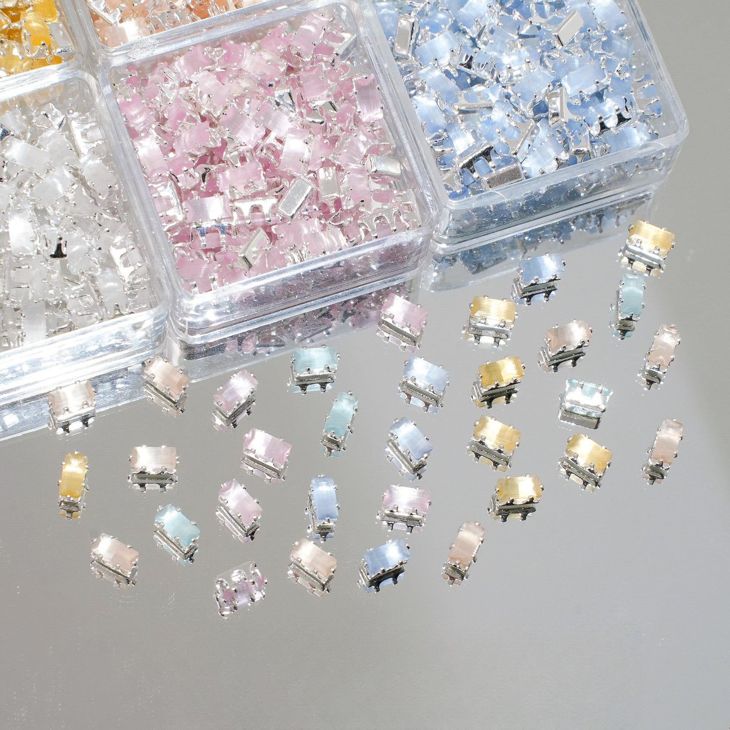 OneMillet Cat Eye Rectangle Zircon Beads 3*5.5MM