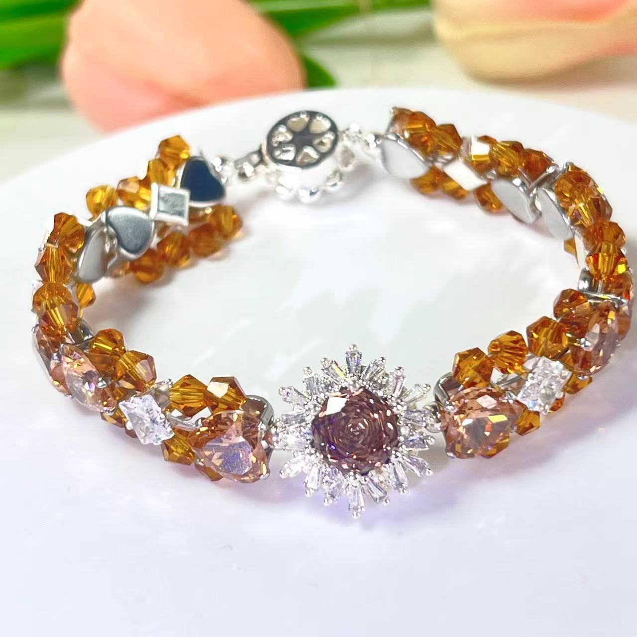 Kit-M52 Heart-shape Zircon Handmade Bracelet DIY Kit