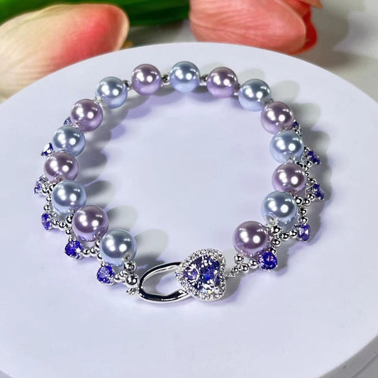 OneMillet Kit-M60 Purple Zircon & Pearls Handmade Bracelet DIY Kit