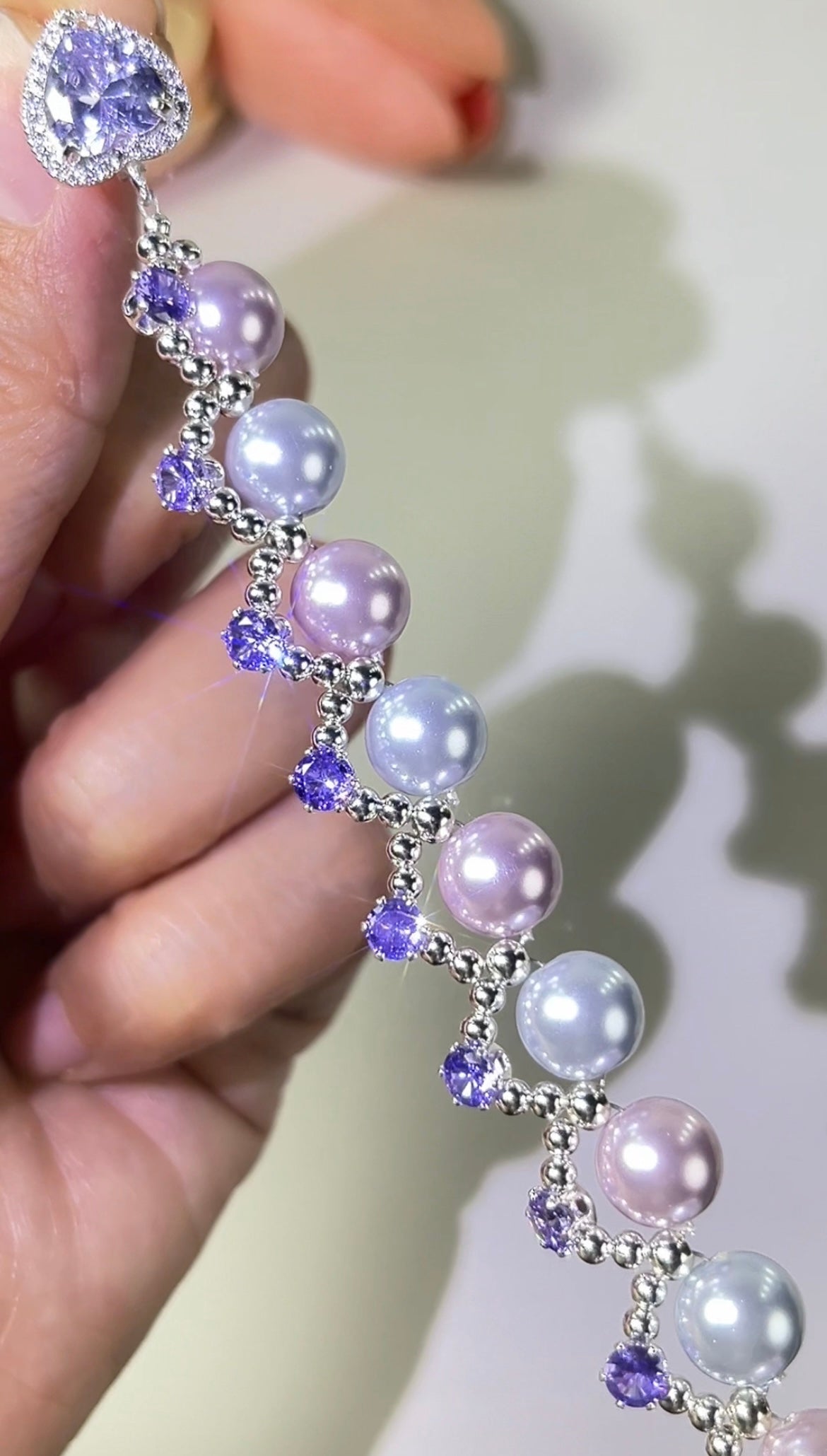 Kit-M60 Purple Zircon & Pearls Handmade Bracelet DIY Kit