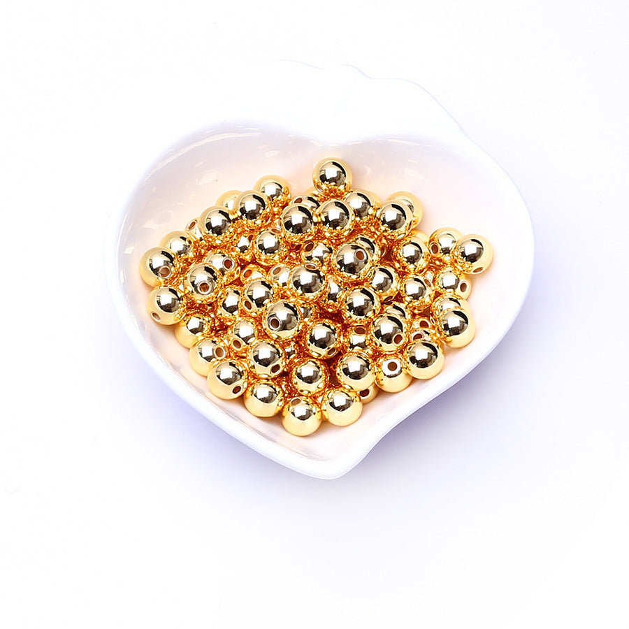 Cuentas espaciadoras de oro de 18 quilates, cuentas lisas sin costuras para pulseras, collares, joyas y manualidades