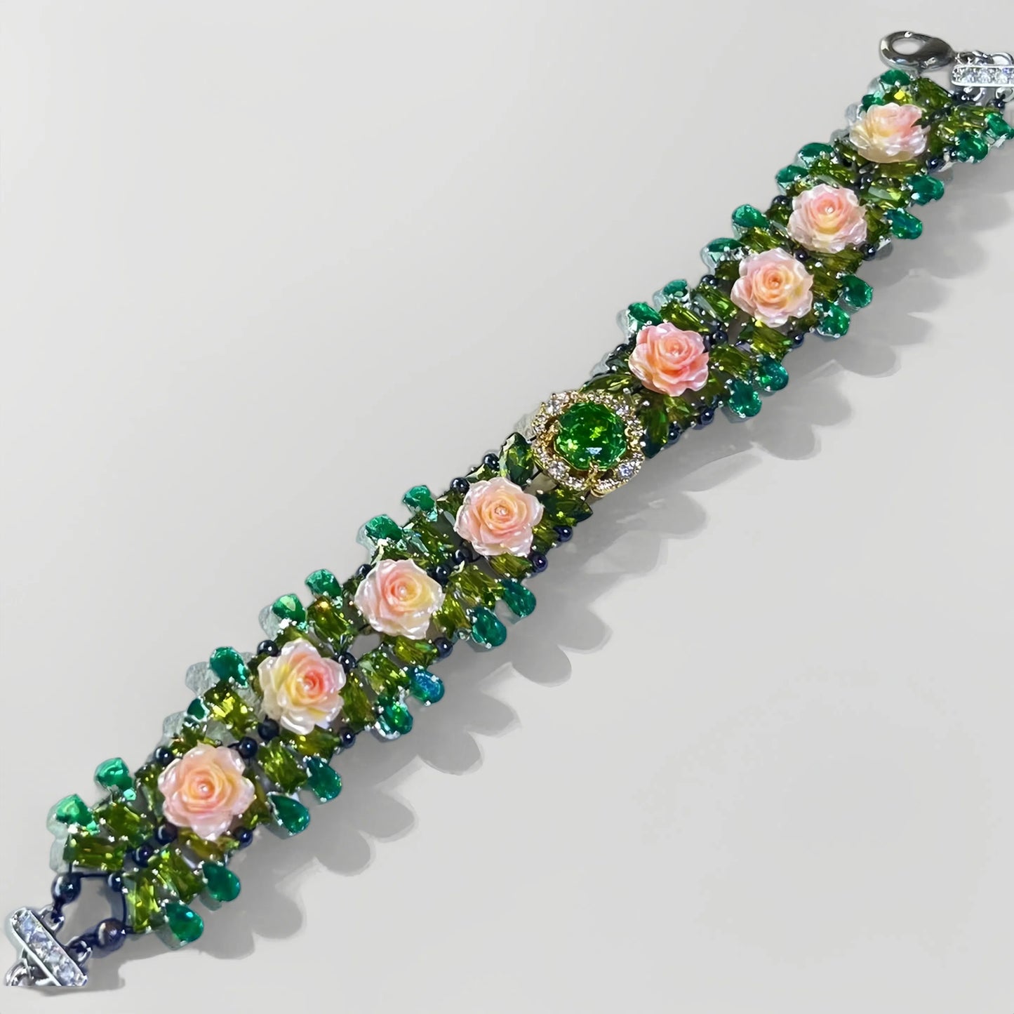 Pulsera de aguamarina y perla hecha a mano