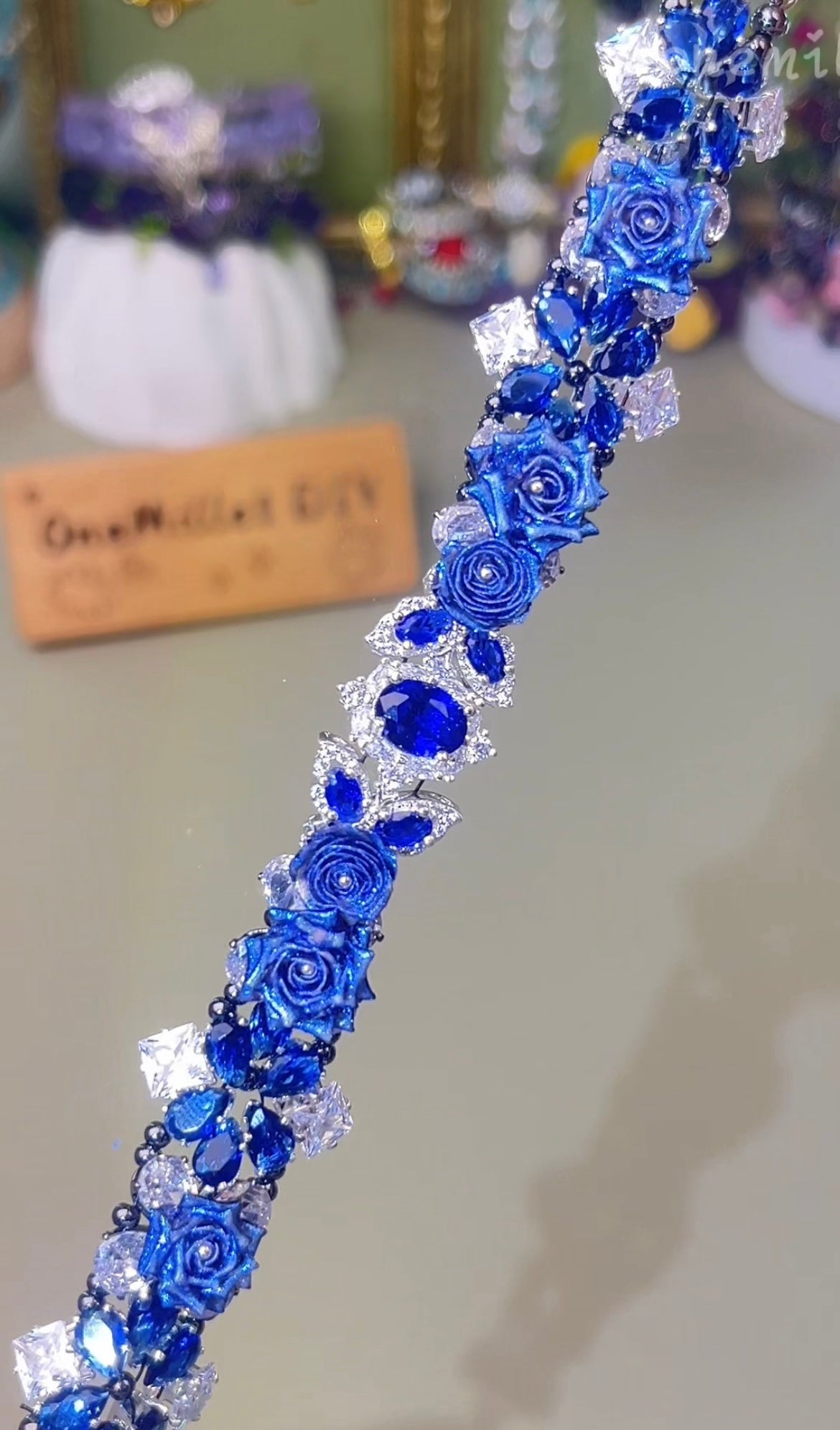 Pulsera de aguamarina y perla hecha a mano