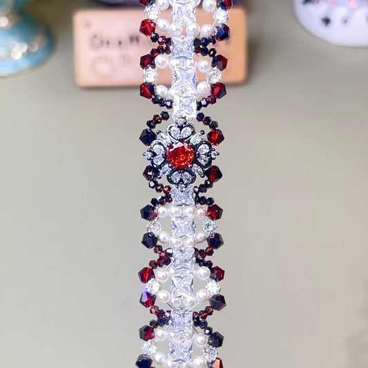Pulsera de aguamarina y perla hecha a mano