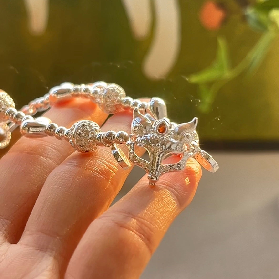 Pulsera de aguamarina y perla hecha a mano