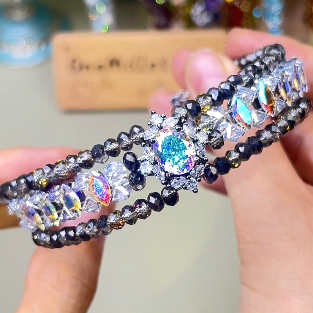 Pulsera de aguamarina y perla hecha a mano