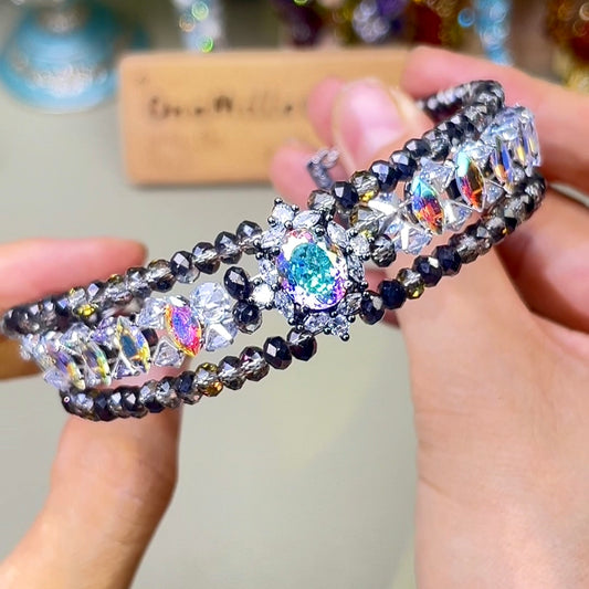 Pulsera de aguamarina y perla hecha a mano