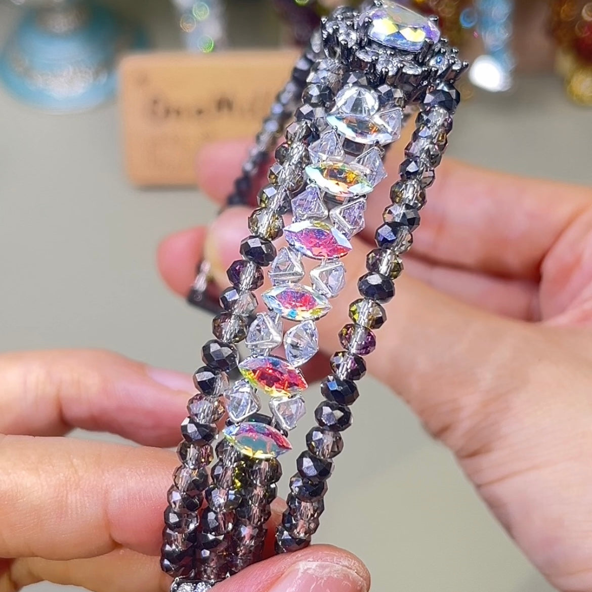 Pulsera de aguamarina y perla hecha a mano