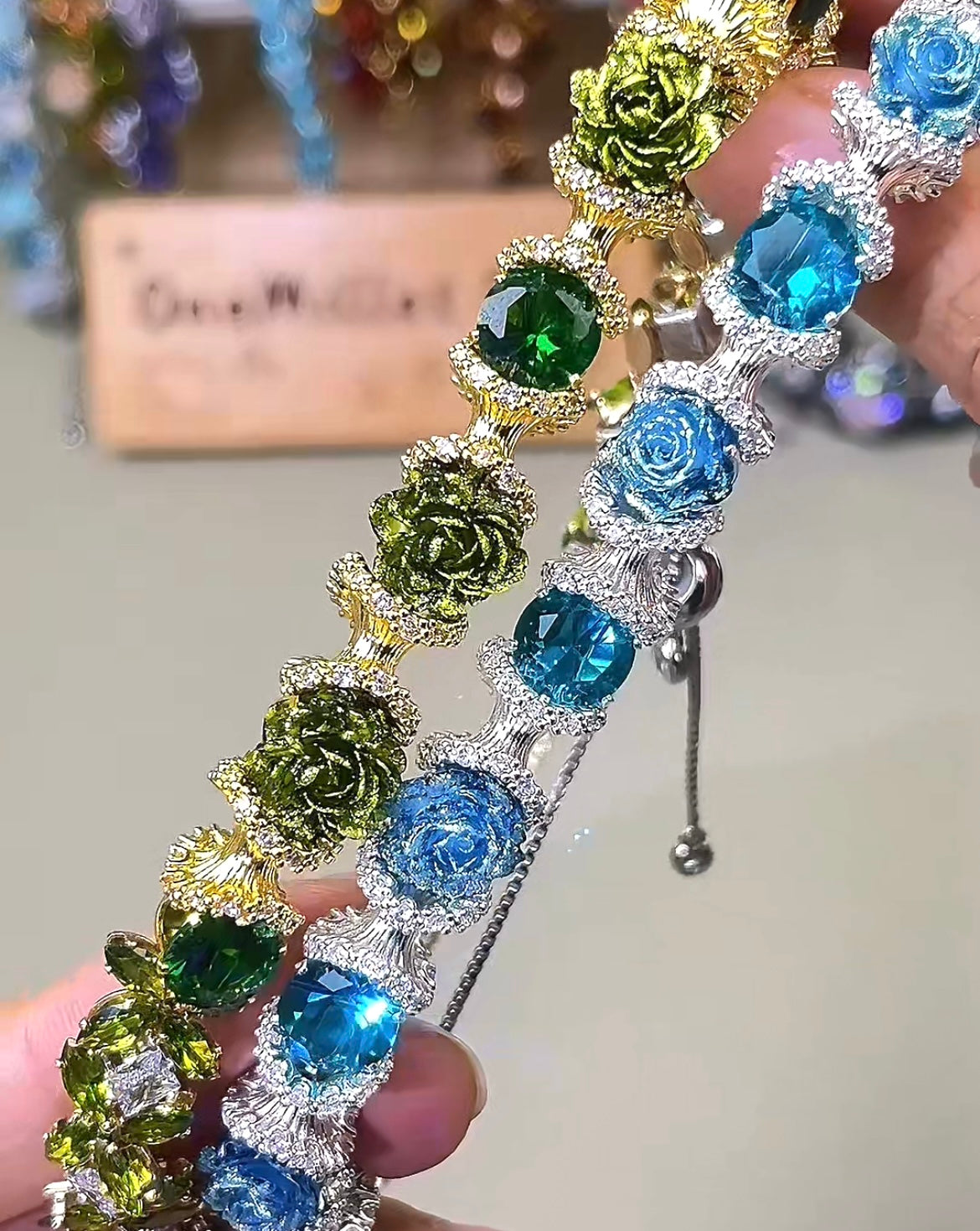 Pulsera de aguamarina y perla hecha a mano