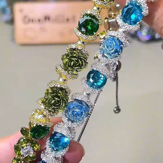 Pulsera de aguamarina y perla hecha a mano