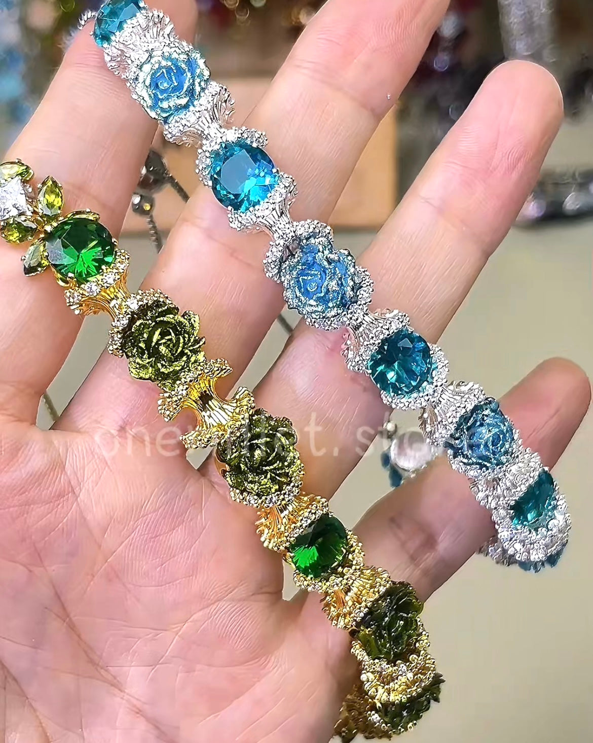 Pulsera de aguamarina y perla hecha a mano