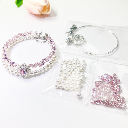 Pulsera de aguamarina y perla hecha a mano