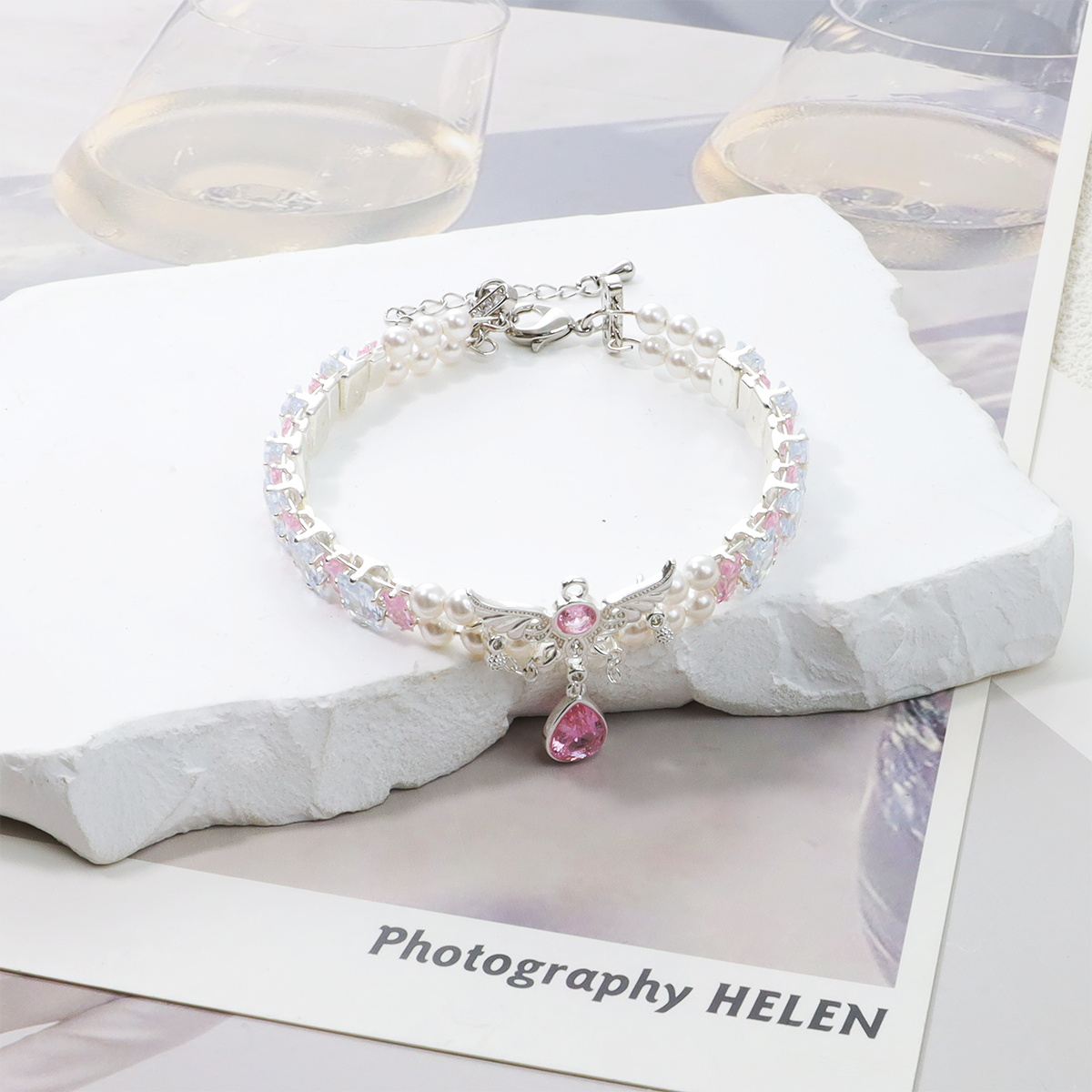 Kit-M25 Pink Zircon Handmade Bracelet DIY Kit