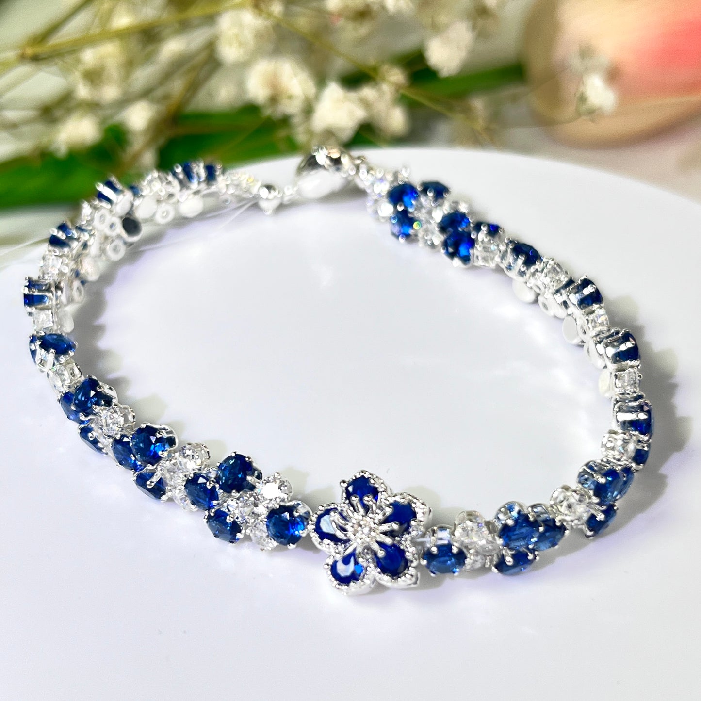 Kit-M08 Blue Flower Zircon Handmade Bracelet DIY Kit