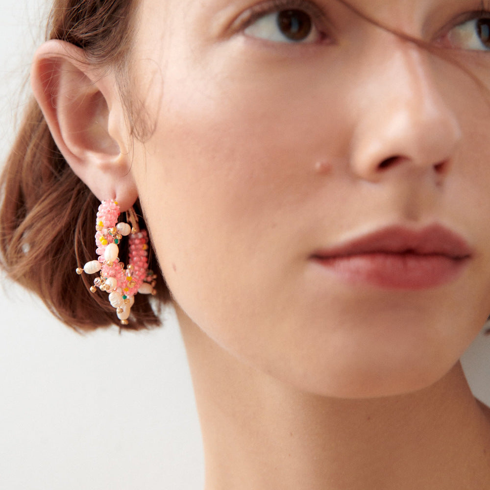 Pendientes bohemios de cuentas hechos a mano con perlas