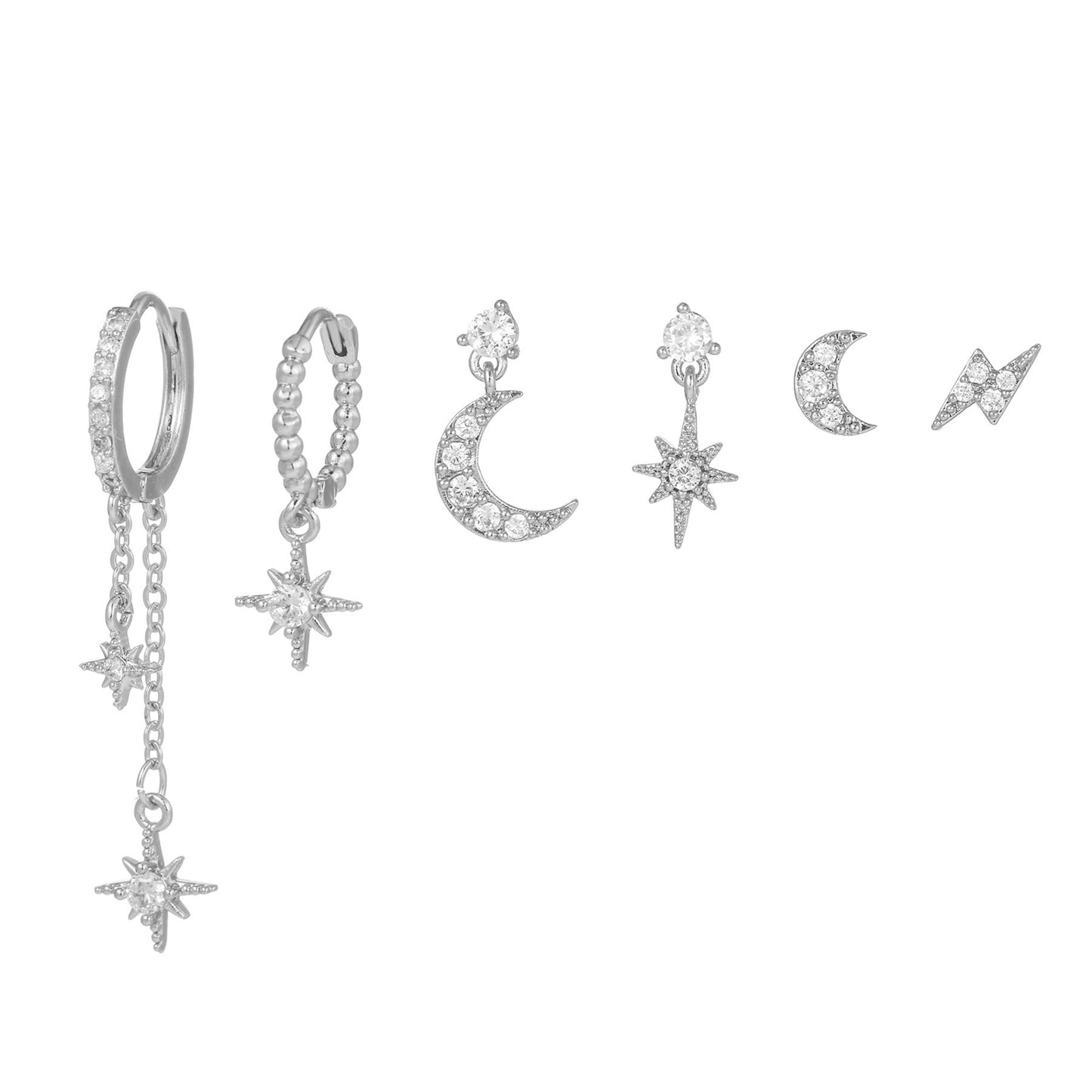 Juego de 6 pendientes de circonita para piercing de cartílago
