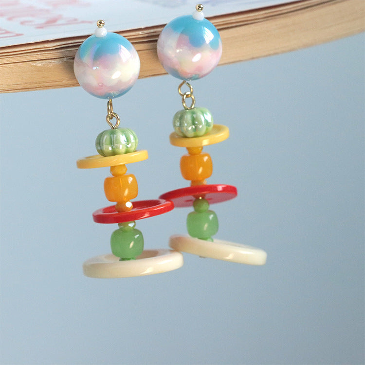 Colorful Button Earrings Charming Contrast and Playful Style