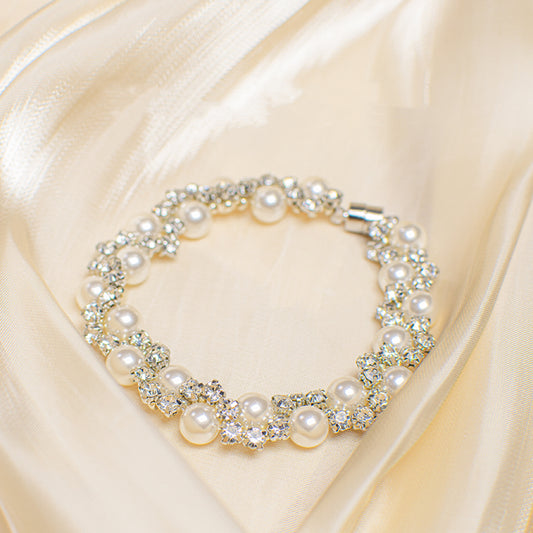 Pulsera de alta calidad hecha a mano con cristales checos y perlas
