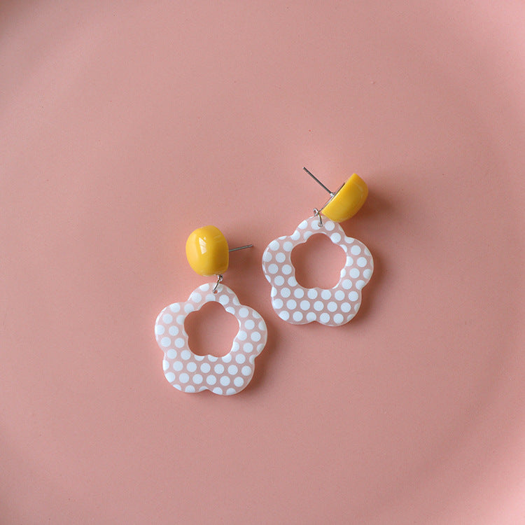 Flower Earrings in Yellow Silver Needle Earring Studs