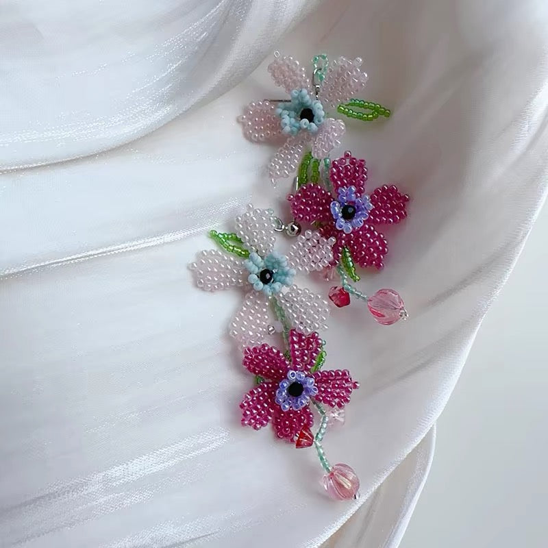 Pendientes de cuentas hechos a mano Pendientes florales de verano hechos a mano