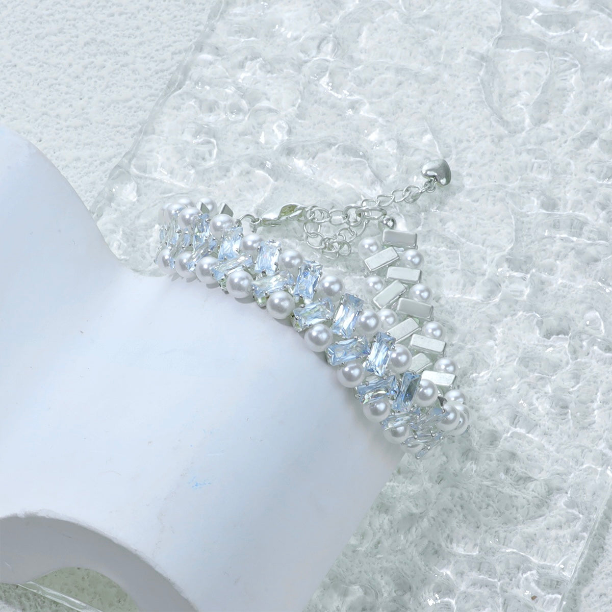 Kit-M23 Handmade Pearl and Cubic Zirconia Bracelet DIY Kit