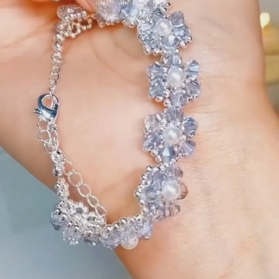 Pulsera de cuentas hecha a mano de alta calidad con cuentas de diamantes y perlas, regalo de bricolaje