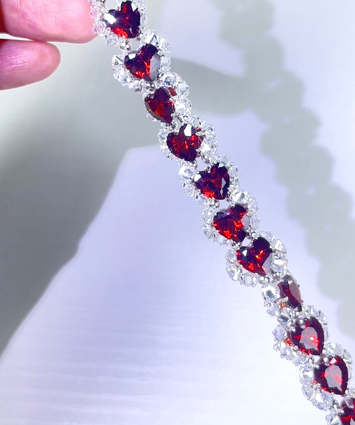 Kit-M03 Pomegranate Red Heart Zircon Handmade Bracelet DIY Kit