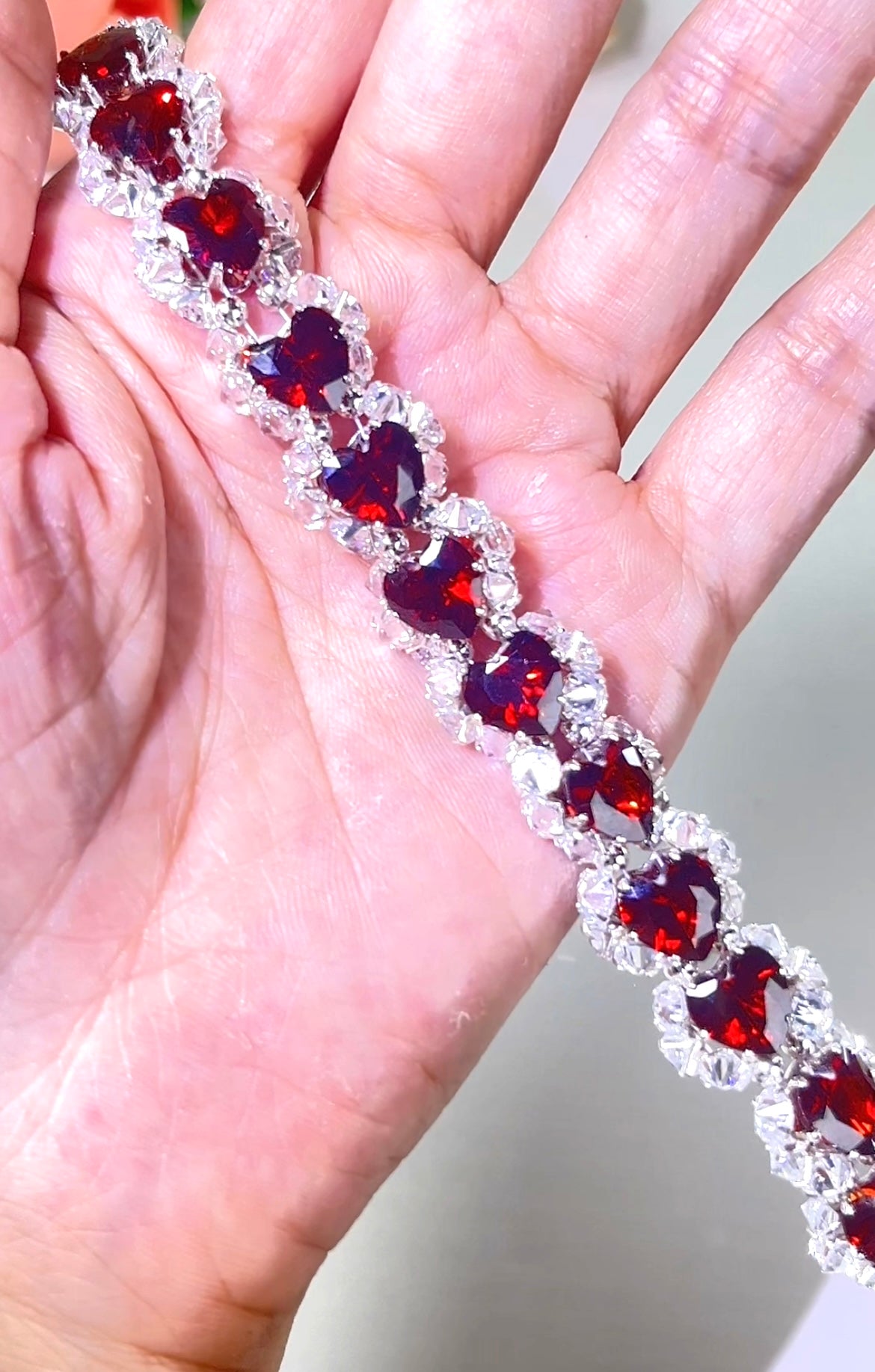 Kit-M03 Pomegranate Red Heart Zircon Handmade Bracelet DIY Kit