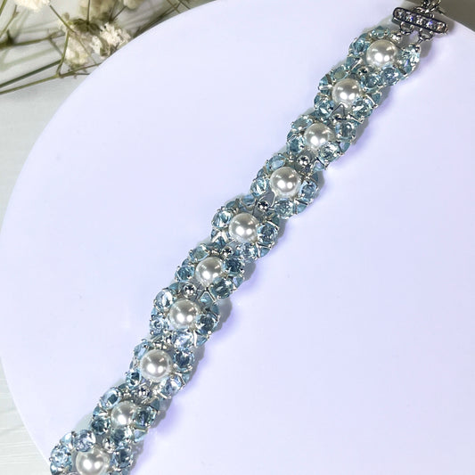 OneMillet Kit-M07 Light Blue Reverse Zircon Handmade Bracelet DIY Kit