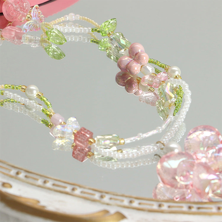 Collar hecho a mano con cuentas de cristal brillante