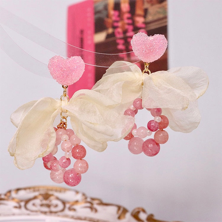 Natural Stone Handmade Earrings Pink Silver Needle Earring Studs