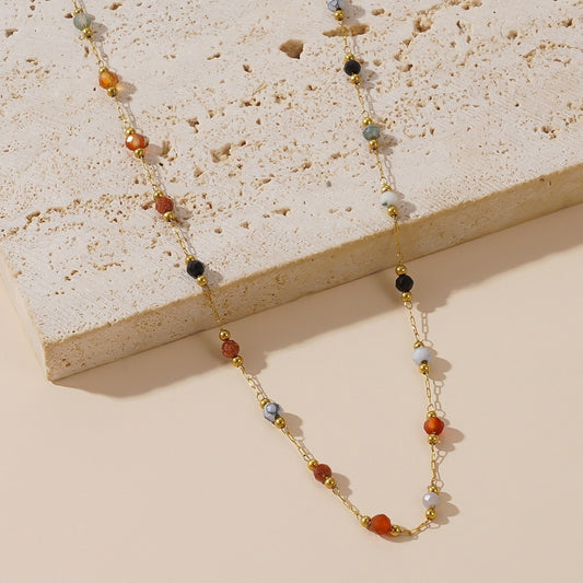 Natural Stone Necklace 18K Gold Plated