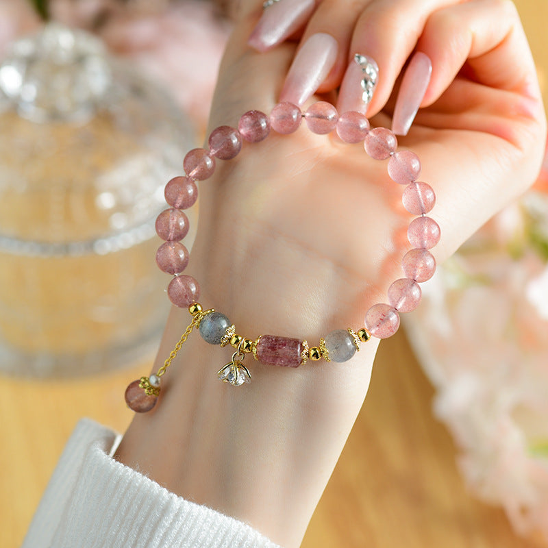 Pulsera de cristal de cuarzo fresa natural