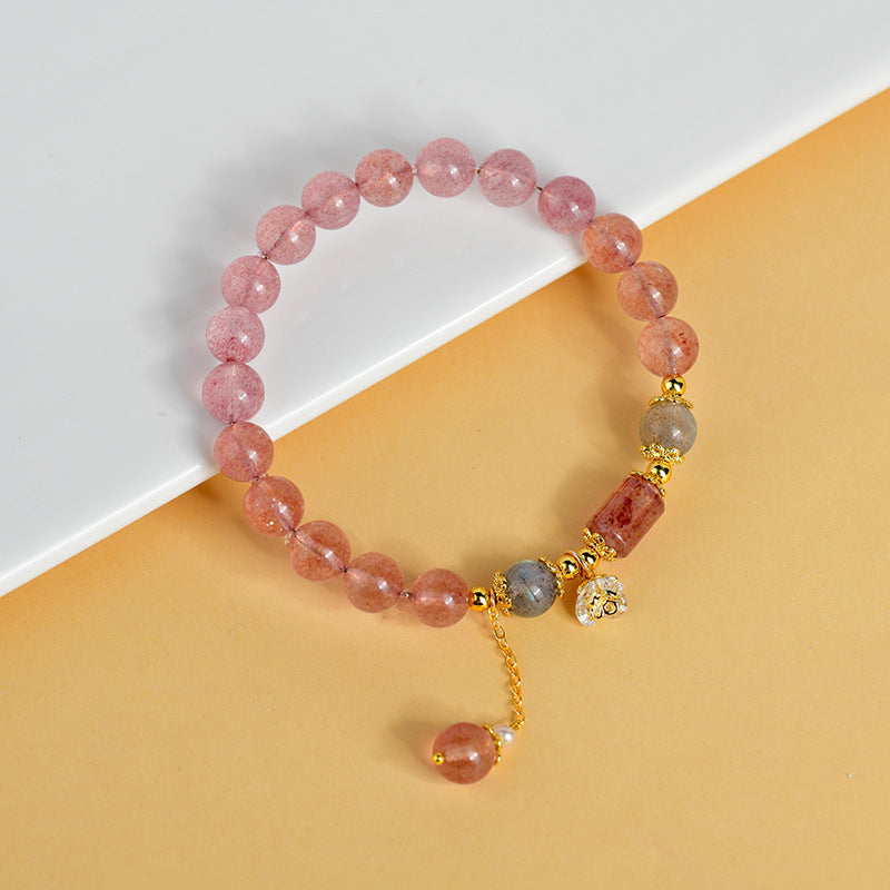 Pulsera de cristal de cuarzo fresa natural