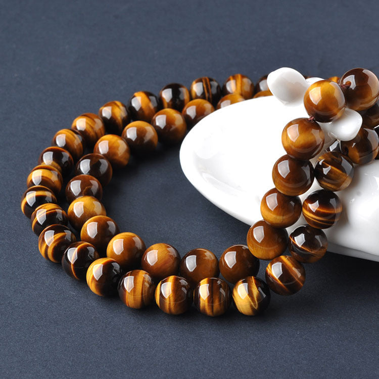 5A Grade Natural Yellow Tiger's Eye Gemstone Round Beads