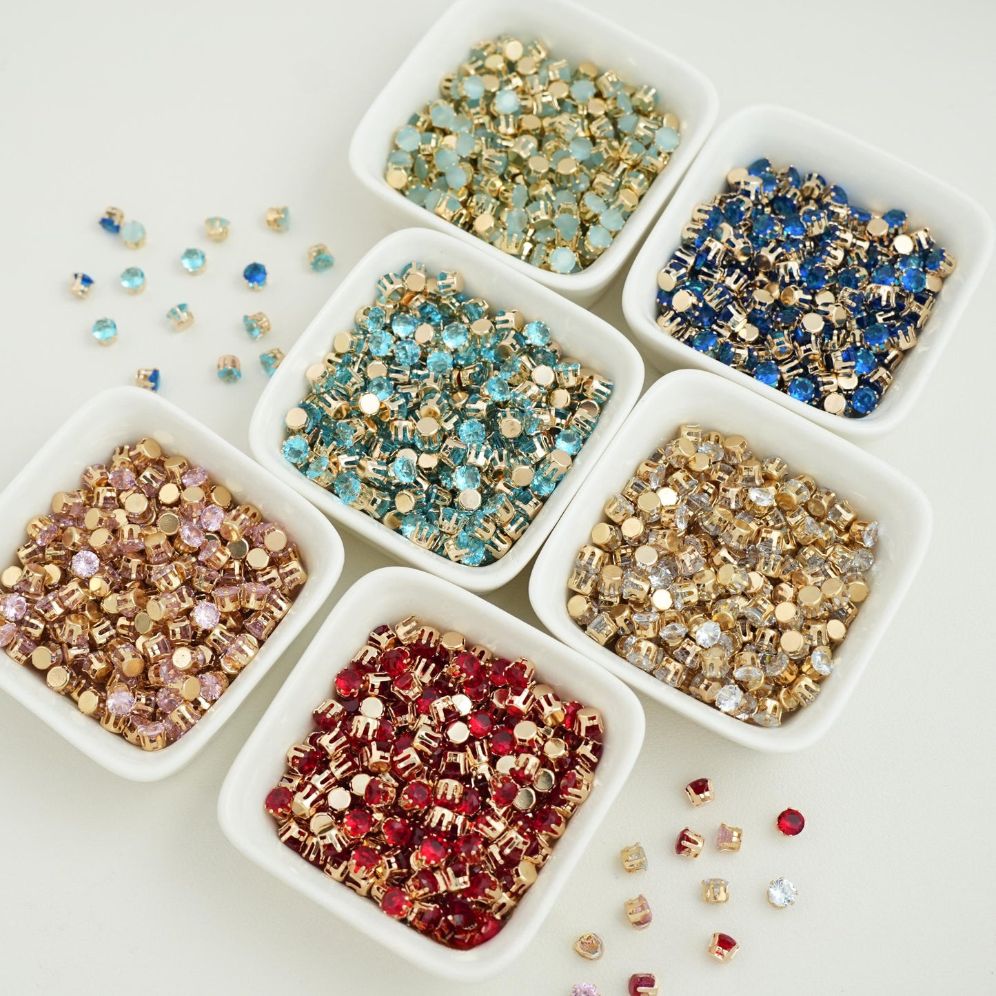 Round Cubic Zirconia Beads Gold Plated