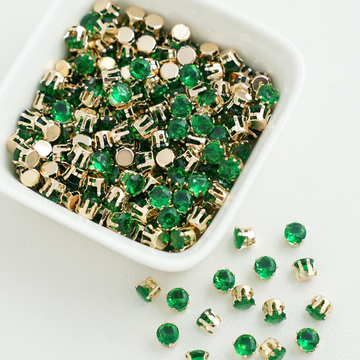 Round Cubic Zirconia Beads Gold Plated
