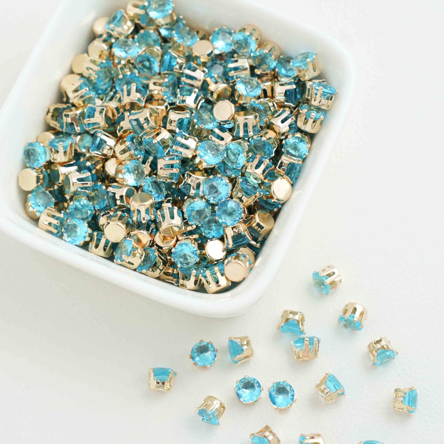 Round Cubic Zirconia Beads Gold Plated