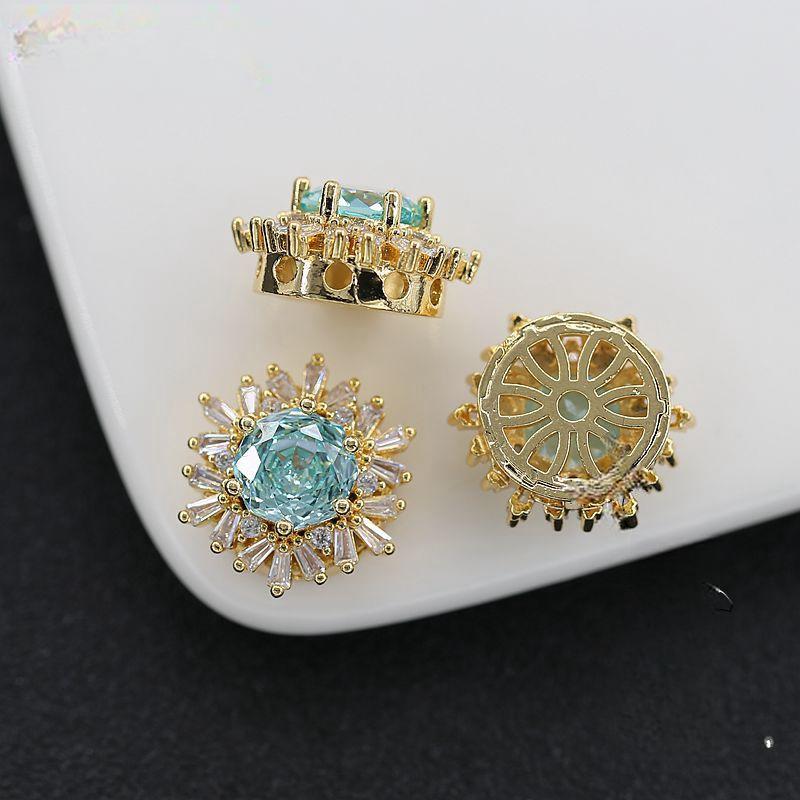Cuentas espaciadoras de aguamarina y circón hechas a mano para hacer pulseras y collares con abalorios, suministros para hacer joyas
