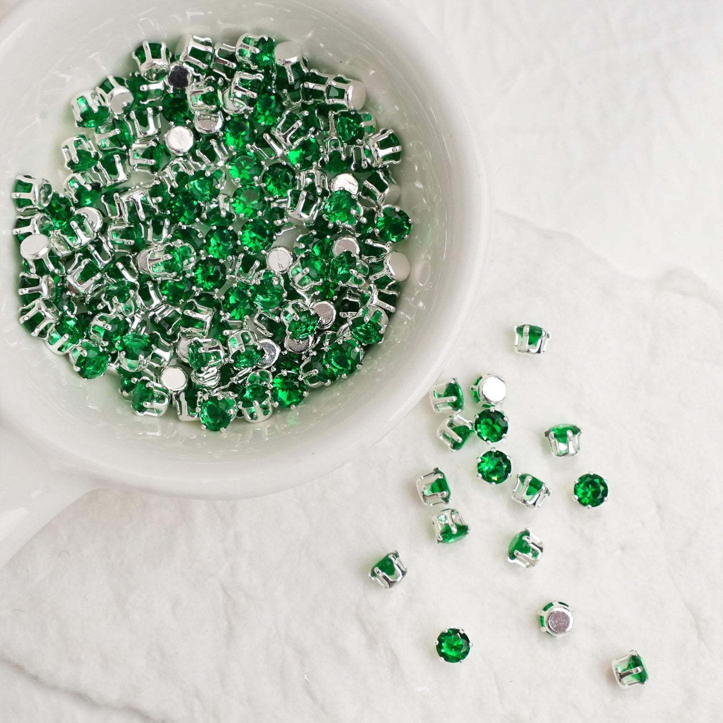 OneMillet Round Cubic Zirconia Beads AAA Silver Plated