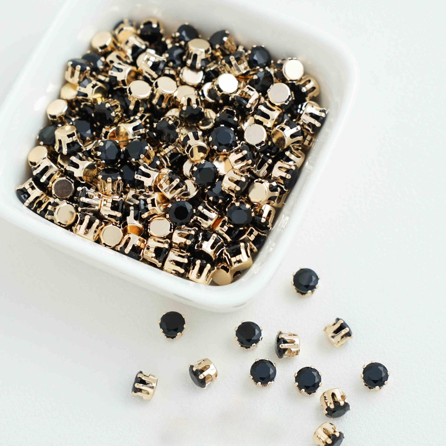 Round Cubic Zirconia Beads Gold Plated