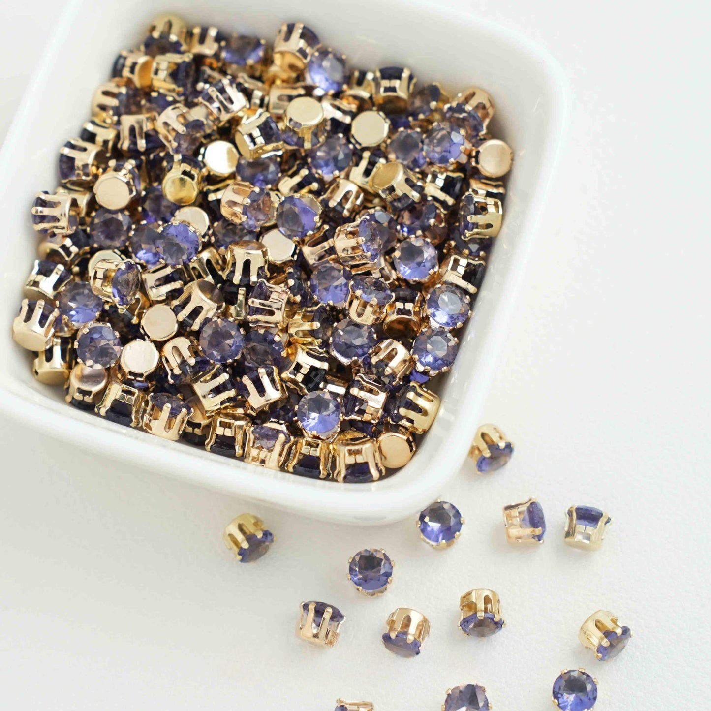Round Cubic Zirconia Beads Gold Plated