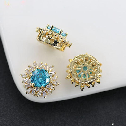 Cuentas espaciadoras de aguamarina y circón hechas a mano para hacer pulseras y collares con abalorios, suministros para hacer joyas