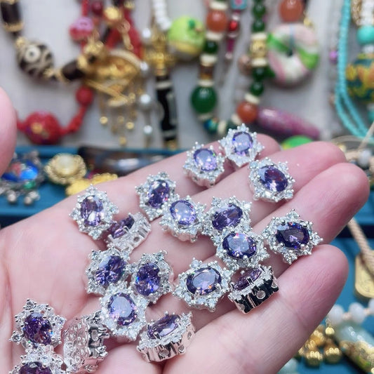 Cuentas espaciadoras de aguamarina y circón hechas a mano para hacer pulseras y collares con abalorios, suministros para hacer joyas