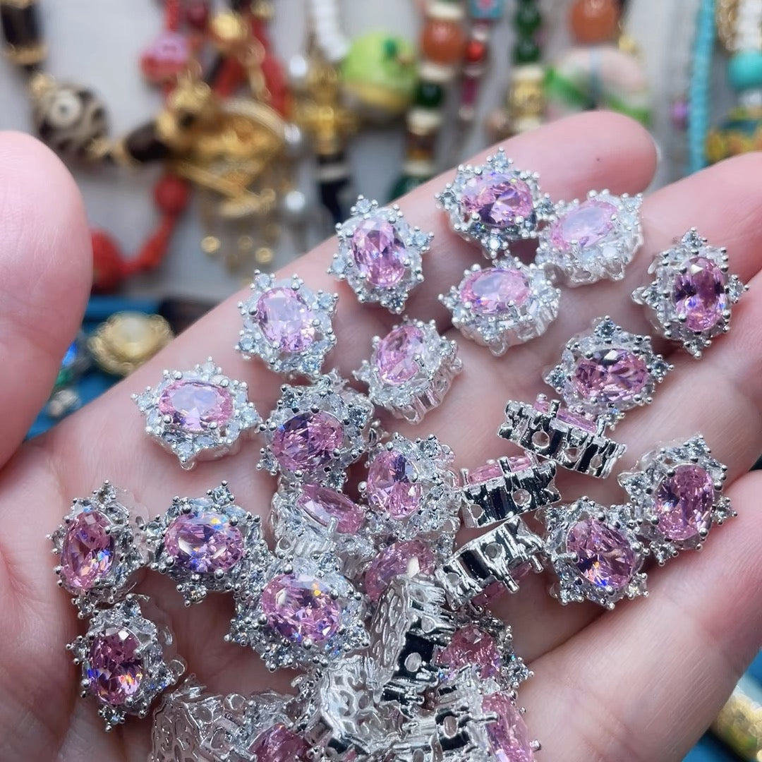 Cuentas espaciadoras de aguamarina y circón hechas a mano para hacer pulseras y collares con abalorios, suministros para hacer joyas